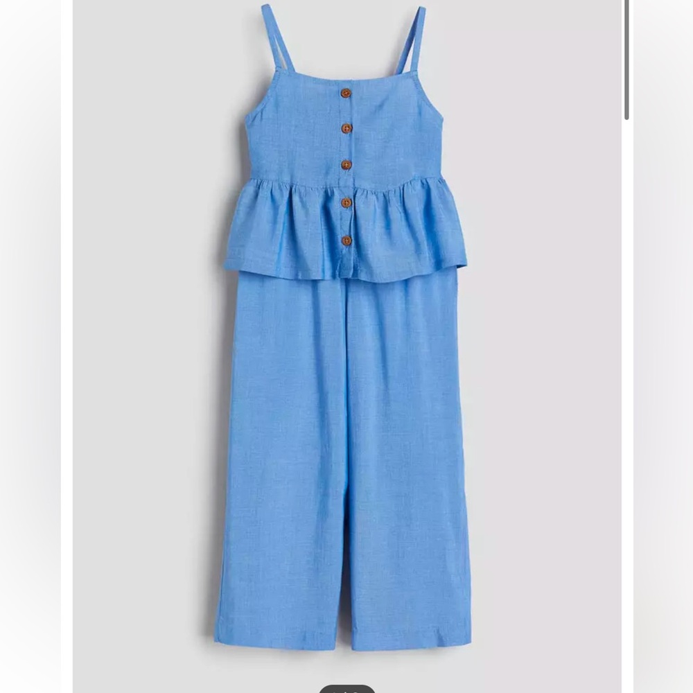 H&M Girl’s Matching Set Tank Top and Wide Leg Pants Chambray Blue - Picture 2 of 10